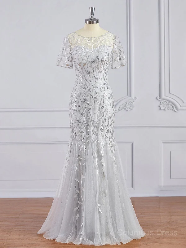 A-Line/Princess Bateau Floor-Length Tulle Mother of the Bride Dresses With Ruffles Gowns