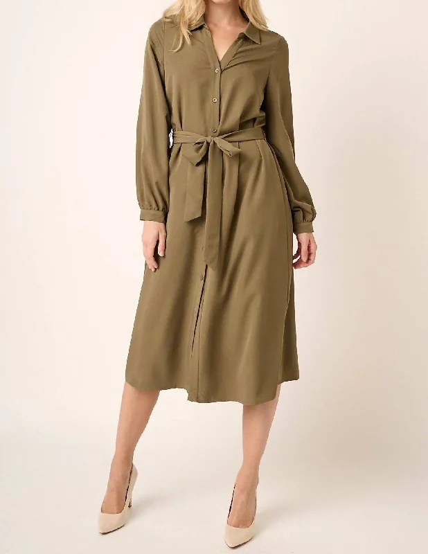 Anna Shirt Dress In Olive