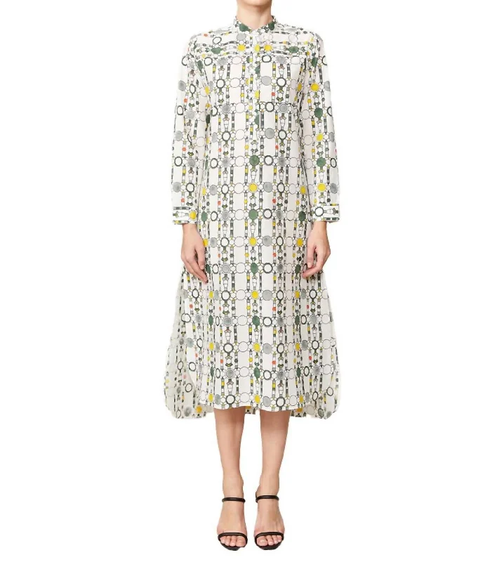 Annalise Khadi Cotton Shirt Dress In Spheres