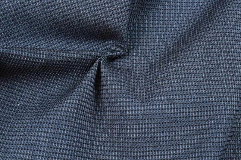 Micro Pattern Shirting Cotton Blend Indigo Imitation - Stretch