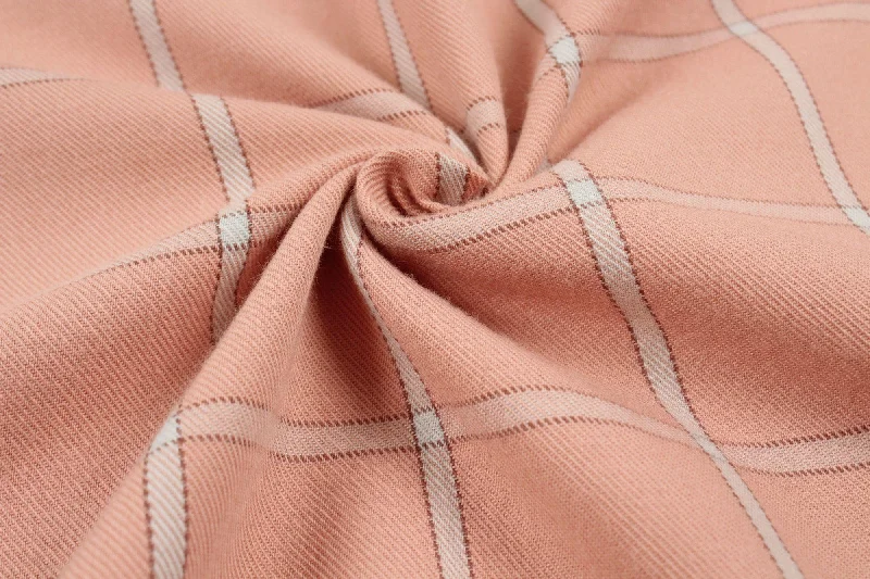 Windowpane Cotton Shirting - Coral