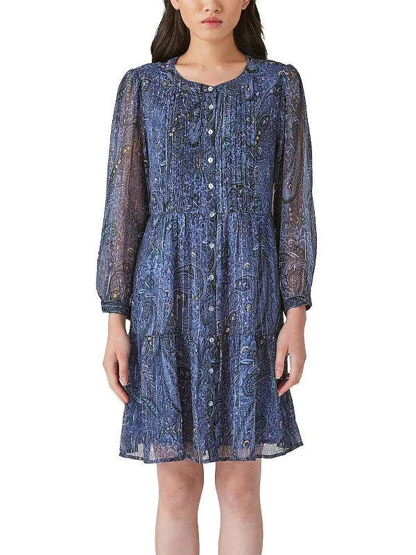 Womens Metallic Pinstripe Shirtdress