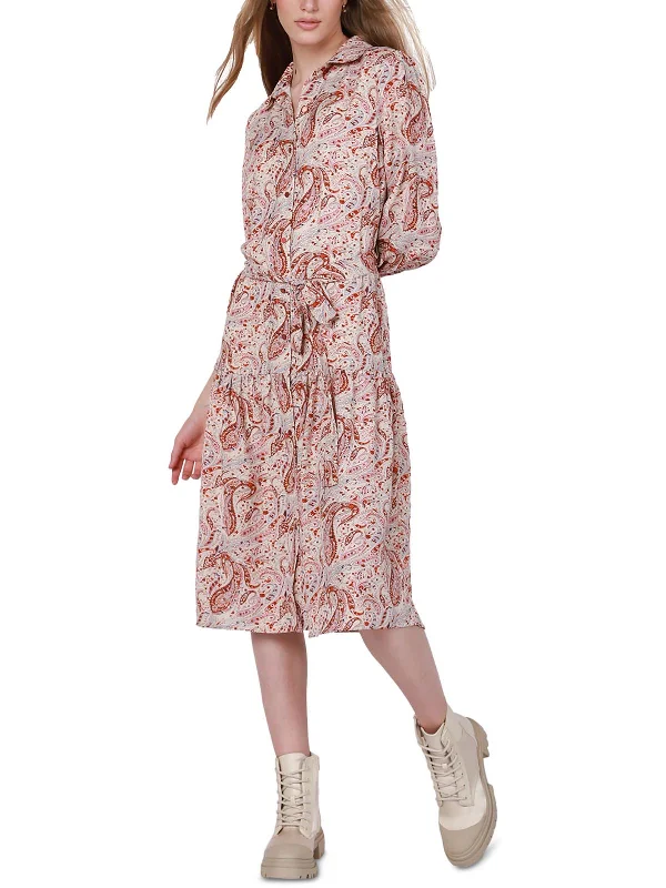 Womens Paisley Polyester Shirtdress